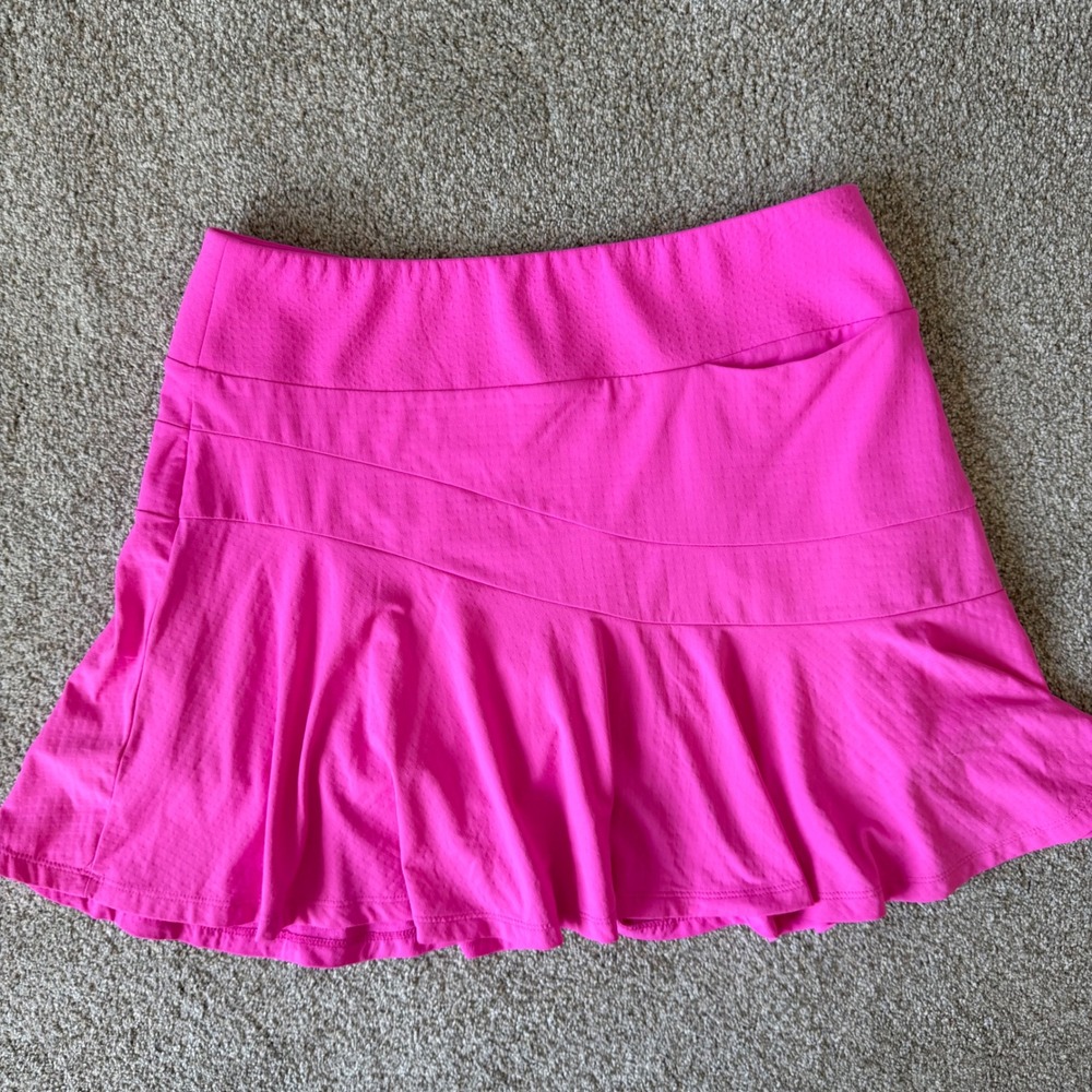 IBKUL Flounce Skort M Pink Tennis Pickleball Activewear Zippered Pocket NEW! - Picture 5 of 10